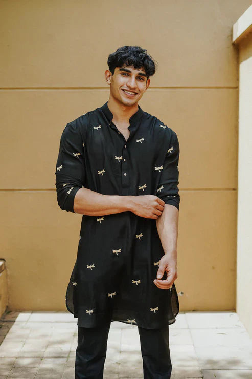 Royal Dragonfly Embroidery Wedding Kurta –